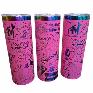 Love the 90s Back to the Nineties Laser Engraved Rainbow Plated 20 oz Skinny Tum